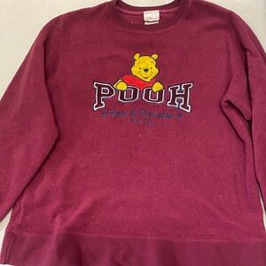 Disney Men's Burgundy Pooh Crewneck Sweater